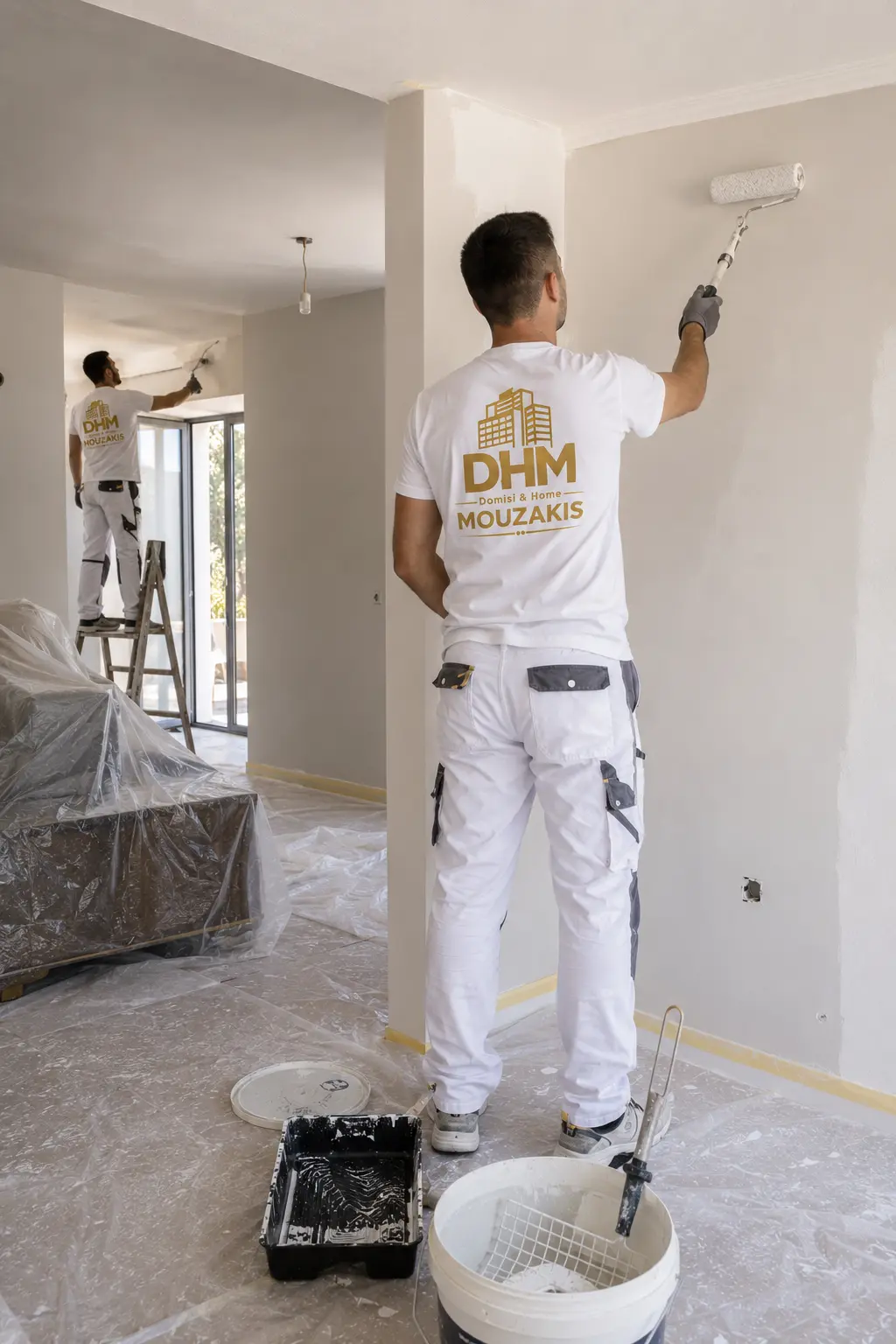 Συνεργείο ελαιοχρωματισμών Domisi Home Mouzakis μέσα σε κατοικία